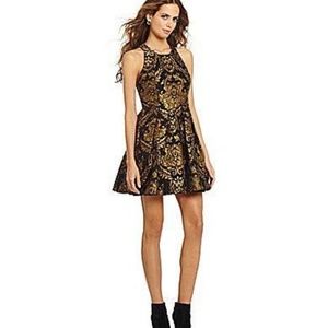 NWT Gianni Bini Avaline Dress Black Orange Silver